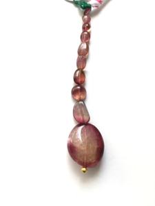 ลูกปัดทัวร์มาลีนสีชมพูธรรมชาติ ขัดเรียบ 1 เส้น สำหรับทำเครื่องประดับอัญมณี - Product Image 3