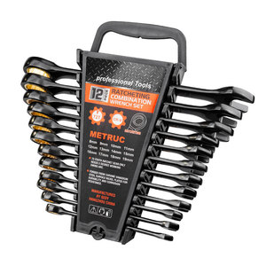 12pcs 72 Teeth Carbon Steel Industrial Grade Dual Purpose <strong>Ratchet</strong> <strong>Wrench</strong> Set Opening End Metric Black <strong>Ratchet</strong> Spanner Set - Product Image 1