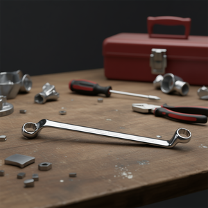 Chiave a poligonale doppia curva profonda cromata con chiavi - Product Image 3