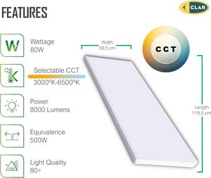 CLAR-120x60 LED bảng điều chỉnh 80 <span class=keywords><strong>W</strong></span>át CCT có thể điều chỉnh nhiệt độ màu IP20 đánh giá 3-năm bảo hành chuyên nghiệp hiện đại chiếu sáng trong nhà - Product Image 2
