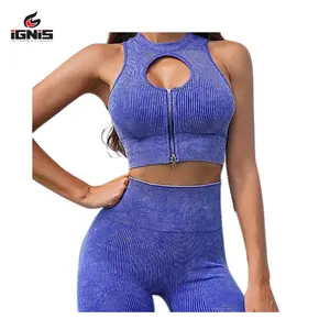 Womens liền mạch Yoga trang phục Activewear 2 Piece Workout Ngắn Tay Áo Crop Top với eo cao chạy Quần Short Bộ