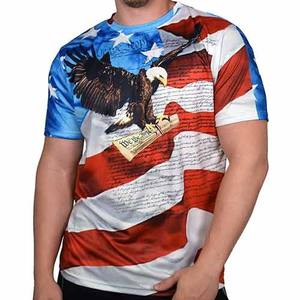 Camiseta de Hip Hop de manga corta para hombre de algodón 100% de alta calidad al por mayor para sublimación camisetas de bandera americana - Product Image 3