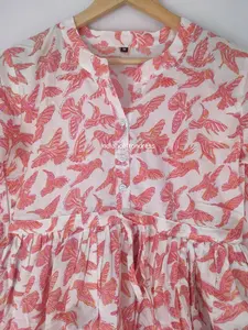 High Quality Indian Women's Casual Printed Long <b>Maxi</b> <b>Dress</b> O-Neck & Natural Waistline Sweet Style 100% Cotton Wholesale Price - Product Image 2