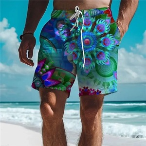 Short de plage et de basket-ball d'été décontracté pour hommes Floral arc-en-ciel 100% Polyester mignon maillot de bain hawaïen sport sec maillot de bain grande taille - Product Image 5