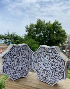 Bloque de Impresión de Madera con Mandala Floral, Impresión Textil India |   Tela Textil India, Papel, Estampado a Mano con Palma - Product Image 3