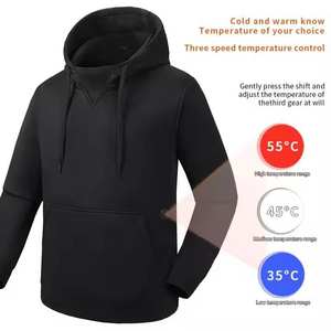 Pull-over à capuche personnalisé de haute qualité pour l'hiver avec doublure en polaire coupe normale 100% coton en toile solide pour les couples - Product Image 3