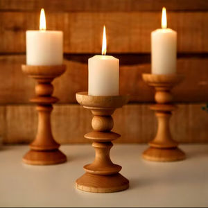 High-quality Solid <b>Wood</b> <b>Candlestick</b> <b>Holder</b> with Embossing Printing Decorative Candle Stand for Valentine's Day Home Decoration - Product Image 1