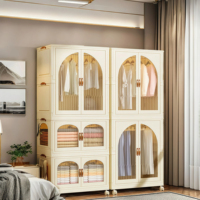 Armoire de rangement pliable en plastique de 75 cm, grande capacité, double porte, organisateur de vêtements, penderie multi-niveaux, armoire de rangement portable