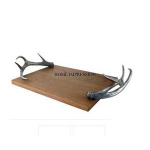 ถาดไม้ทรงสี่เหลี่ยมผืนผ้าสำหรับนักออกแบบงานศิลปะที่สร้างสรรค์สมัยใหม่ถาดทำจากไม้คุณภาพสูงพร้อมด้ามจับชุบทองเกรดสูง - Product Image 5