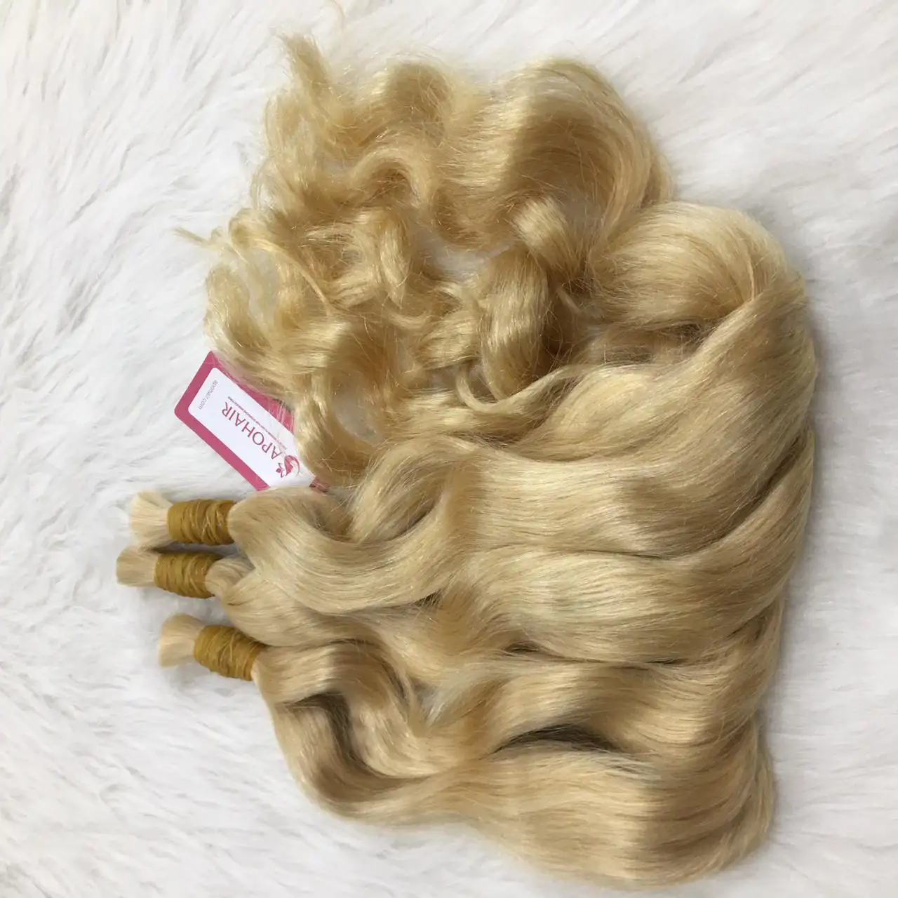 Extension de cheveux naturels ondulés blonds 613, vente en gros, en vrac, sans trame, double étiré, cuticule complète alignée, cheveux crus péruviens