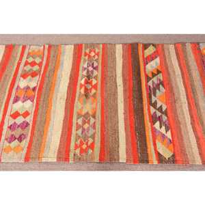 Vintage <b>Rug</b>, <b>Runner</b> 2.9x9.6 ft Turkish <b>Rug</b>, Orange Geometric Wool <b>Rug</b> - Product Image 4