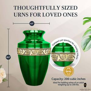 โกศบรรจุอัฐิสีเขียวทอง ดีไซน์เป็นมิตรกับสิ่งแวดล้อม ปรับแต่งได้ ทนทาน ความจุ 220 คิวบิกอินช์ สำหรับบรรจุอัฐิมนุษย์ สไตล์ยุโรปอเมริกัน - Product Image 3