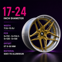 Jantes forgées 2 pièces Gold Ten Spoke Star Silver Lip 18 19 20 21 pouces 5x112 5x114.3 5x120 BMW 320i