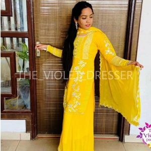 Travail manuel de qualité supérieure couleur jaune femmes Sharara costume pour fête et mariage porter Sharara costume au prix de gros - Product Image 2