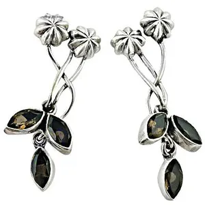 925 <b>Silver</b> Smoky Quartz Crystal Flower Earrings for <b>Women</b> Perfect Gift Idea - Product Image 3