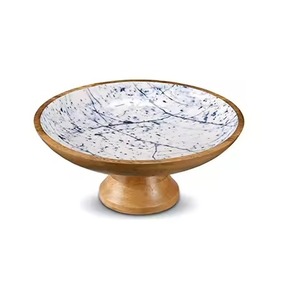 Bols à salade en bois imprimés en émail pour les fêtes, les mariages, les restaurants et les hôtels, bols de service pour aliments secs - Product Image 3