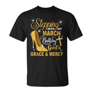 Camiseta para celebrar mi cumpleaños de marzo con la gracia y la misericordia de Dios - Product Image 1