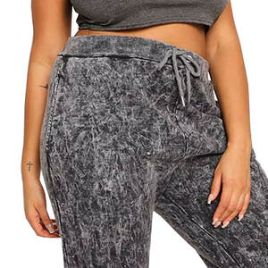 Joggers de lavado ácido para mujer de peso pesado, cordón frontal plano, Impresión de logotipo personalizado, 100% algodón, impermeable, transpirable, servicio OEM - Product Image 6