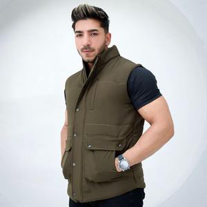Venta caliente de los hombres de invierno sin mangas Puffer chaleco Stand Collar Reversible personalizado lienzo impresión OEM servicio - Product Image 6
