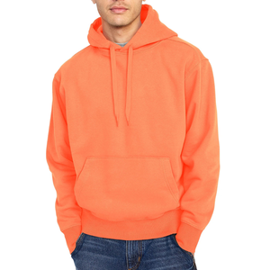 Sweat-shirt à capuche orange pour homme, coupe classique, en molleton de coton, pull décontracté avec poche avant, vêtement d'automne - Product Image 1