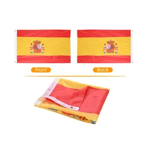 2024 celebrazione del calcio di vendita calda 100% poliestere resistente 90x150cm personalizza bandiera spagnola 3x5 ft