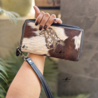 Nouvel Arrivage : Étui de Téléphone Pochette en Cuir de Vachette avec Gravure Laser, Dragonne, Portefeuille de Luxe Zippé en Cuir Style Western, Design Élégant