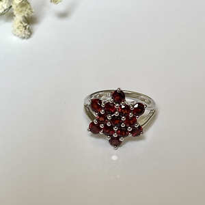 Shah Gems Women's Natural Garnet <b>Ring</b> in 925 Sterling Silver Rhodium Plated Fine Jewelry for Everyday Wear - Product Image 5