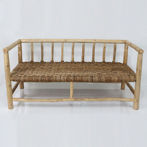 Banco de Madera de Teca Mate Natural con Asiento de Ratán Tejido, Moderno, Rústico, Ecológico y Duradero, Banco de Entrada para Exteriores de 2 Plazas para Villa o Resort - Product Image 2