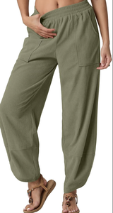 Pantalons Harem à Jambes Larges pour Femmes, Style Bohème Décontracté, Palazzo Ample, Taille Élastique, Poches, Nouveautés du Bangladesh - Product Image 6