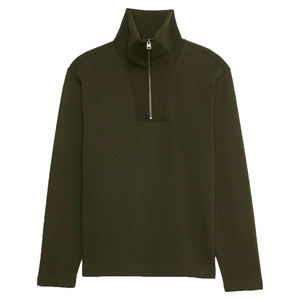 Sudaderas de Alta Calidad con Media Cremallera, Ajuste Personalizado, Talla Grande, Cuello Redondo Acanalado, Diseño Sólido, Logotipo Bordado para Hombre, Ropa de Otoño 100% - Product Image 1