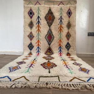 Alfombras de color blanco con patrón de diseñador multicolor Alfombras DE TRABAJO Patrón de impresión de bloque de mano Dhurries 100% Alfombras de material de algodón - Product Image 3