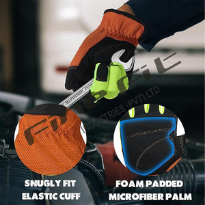 Durable Leather Mechanic <b>Gloves</b> Breathable Cotton Oil Resistant Safety Reinforced <b>Finger</b> Custom Logo Protective <b>Gloves</b> - Product Image 4