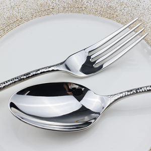 ชุดช้อนส้อมทำจากโลหะอินเดียที่มีรูปลักษณ์ขัดเงาพร้อมที่จับแบบทุบมาใหม่สินค้ามาแรงที่ยอดเยี่ยม - Product Image 4