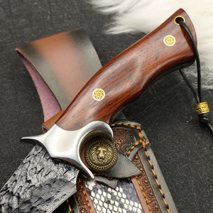 Couteau Bowie de survie pour le camping en plein air, en acier Damas de haute qualité, personnalisé en gros, service OEM ODM professionnel, fixe - Product Image 4