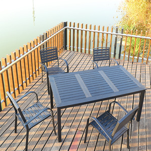 Luxury Solid Wood Outdoor <b>Table</b> And Chairs Set <b>Foldable</b> Space Saving Patio Dining Combination Waterproof Sun Protection Villa - Product Image 1