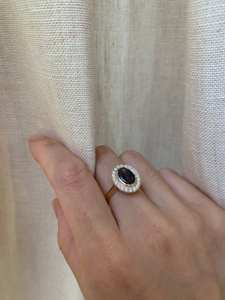 แหวนทองคำแท้ 14k ประดับโอปอลดำธรรมชาติจากออสเตรเลีย แหวนเพชรแท้ทรงวงรี ดีไซน์หรูหราสำหรับงานแต่งงาน - Product Image 3