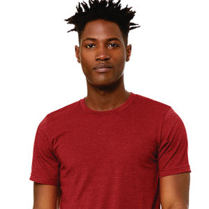 52% Airlume Combed and Ring Spun Cotton 48% Poly 32 Single 4.2 oz Heather Canvas <b>Red</b> Unisex CVC Short Sleeve <b>T</b>-<b>Shirt</b> - Product Image 4