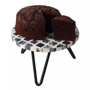 Designer <b>Epoxy</b> <b>Resin</b> Top with Natural Wood Inlay Cake Stand Premium Metal-Leg Display Tray Cake Partie & Exclusive <b>Table</b> Styling - Product Image 6