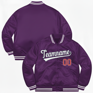 Chaqueta Universitaria de Béisbol de Satén Bordada Personalizada, Chaqueta de Invierno con Cierre, Cuello Alto, Diseño Sólido, Unisex, Relleno Grueso - Product Image 4