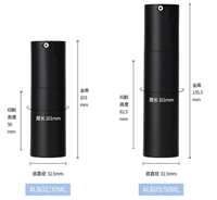 Flacon Airless de Luxe Personnalisé Blanc Mat Écologique en PP 30-50ml, Distributeur de Lotion Rotatif Rechargeable Noir