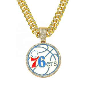 Collar de Baloncesto de los 76ers de Lujo, Superventas, Unisex, Moderno, de Plata de Ley con Moissanita y Baño de Rodio para Fanáticos - Product Image 1