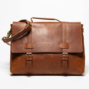 Maletín de Cuero Genuino Marrón Vintage para Hombre, Bolso de Hombro para Viajes de Negocios, para Laptop de 12 Pulgadas - Product Image 1