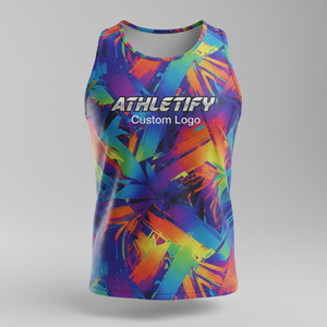 Custom <b>Printed</b> Men's Muscle Fit Tank Top Sublimated Polyester Slim Fit Breathable Casual Wear Designed for Ultimate Comfort - Product Image 1