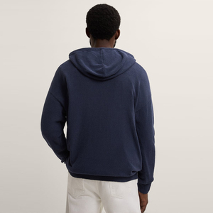 Oem Baggy Blank Sweatshirt Plain Quality Unisex <b>Navy</b> Blue Terry Cloth <b>Hoodie</b> Premium 100 Cotton Hoodies No Pocket - Product Image 5