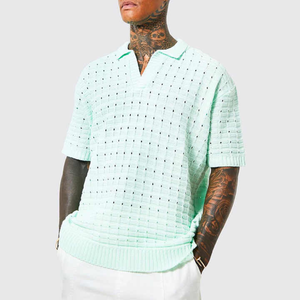 T-shirt ajusté épaule tombante séchage rapide tendance 100% coton t-shirts pour homme coton col cubain cou T-shirt - Product Image 6