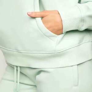 Vente en gros de survêtements de fitness avec logo personnalisé pour femmes vêtements de détente d'hiver pantalons longs haut 100% coton solide Style relaxant - Product Image 5