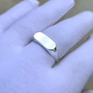 Bijoux fins gravés sur mesure, faits à la main, en argent sterling 925 véritable, délicat, ovale, signet, pour le petit doigt, mariage, fête - Product Image 2