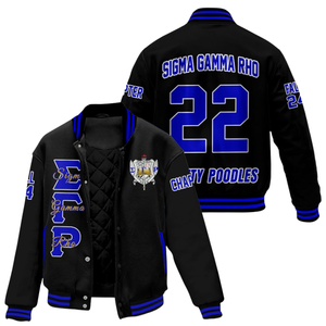 Sigma Gamma Rho 1922 Poodle Inspired Letterman <b>Jacket</b> <b>Royal</b> <b>Blue</b> SGRho Greek Varsity Heritage Apparel - Product Image 1