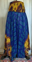 Indian Vintage Silk Sari Fabric Made Full Length Pallazo Women Pants Multi Color Printed Sari XXL Size Waist Women Girls Pallazo