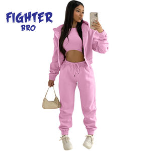 Costume à capuche à fermeture éclair tenue de jogging en coton vêtements de plein air ajustement confortable tissu doux survêtement léger femmes vêtements de sport. - Product Image 1